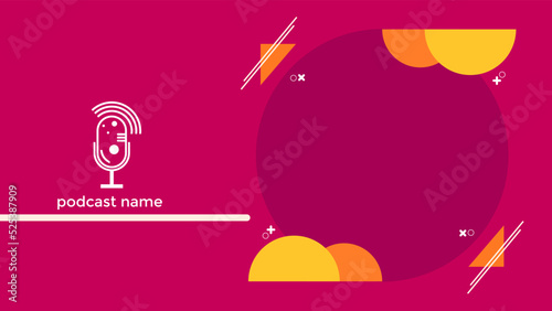 ABSTRACT TEMPLATE PODCAST MICROPHONE FLAT COLOR WITH COPY AREA SPACE DESIGN BACKGROUND VECTOR. GOOD FOR COVER DESIGN, BANNER, WEB,SOCIAL MEDIA