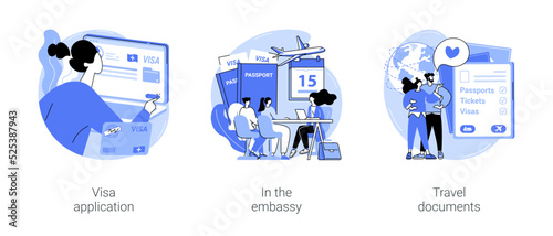 Getting visas isolated cartoon vector illustrations se