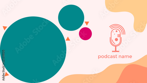ABSTRACT TEMPLATE PODCAST MICROPHONE FLAT COLOR WITH COPY AREA SPACE DESIGN BACKGROUND VECTOR. GOOD FOR COVER DESIGN, BANNER, WEB,SOCIAL MEDIA