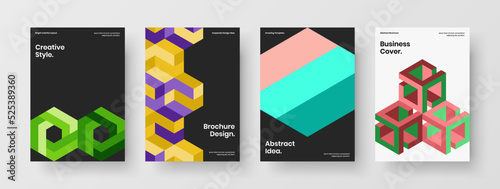 Premium company brochure vector design illustration collection. Creative geometric hexagons journal cover template set. © pro