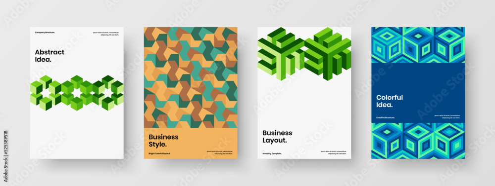 Fototapeta premium Abstract corporate cover design vector template set. Trendy geometric shapes front page layout bundle.