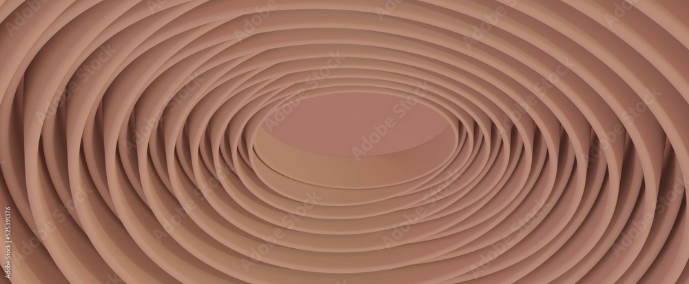 Circle of pink twisted stripes abstract background. Beige rings lines rolled into 3d render futuristic gradient tangle. Elegant structure of modern curved design Circle of pink twisted stripes abstract background. Beige rings lines rolled into 3d render futuristic gradient tangle. Elegant structure of modern curved design