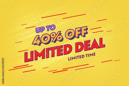 40 forty Percent off super sale shopping halftone banner. exclusive sale final sale photo