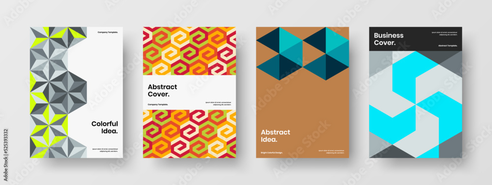 Original geometric pattern journal cover layout collection. Premium handbill vector design illustration composition.