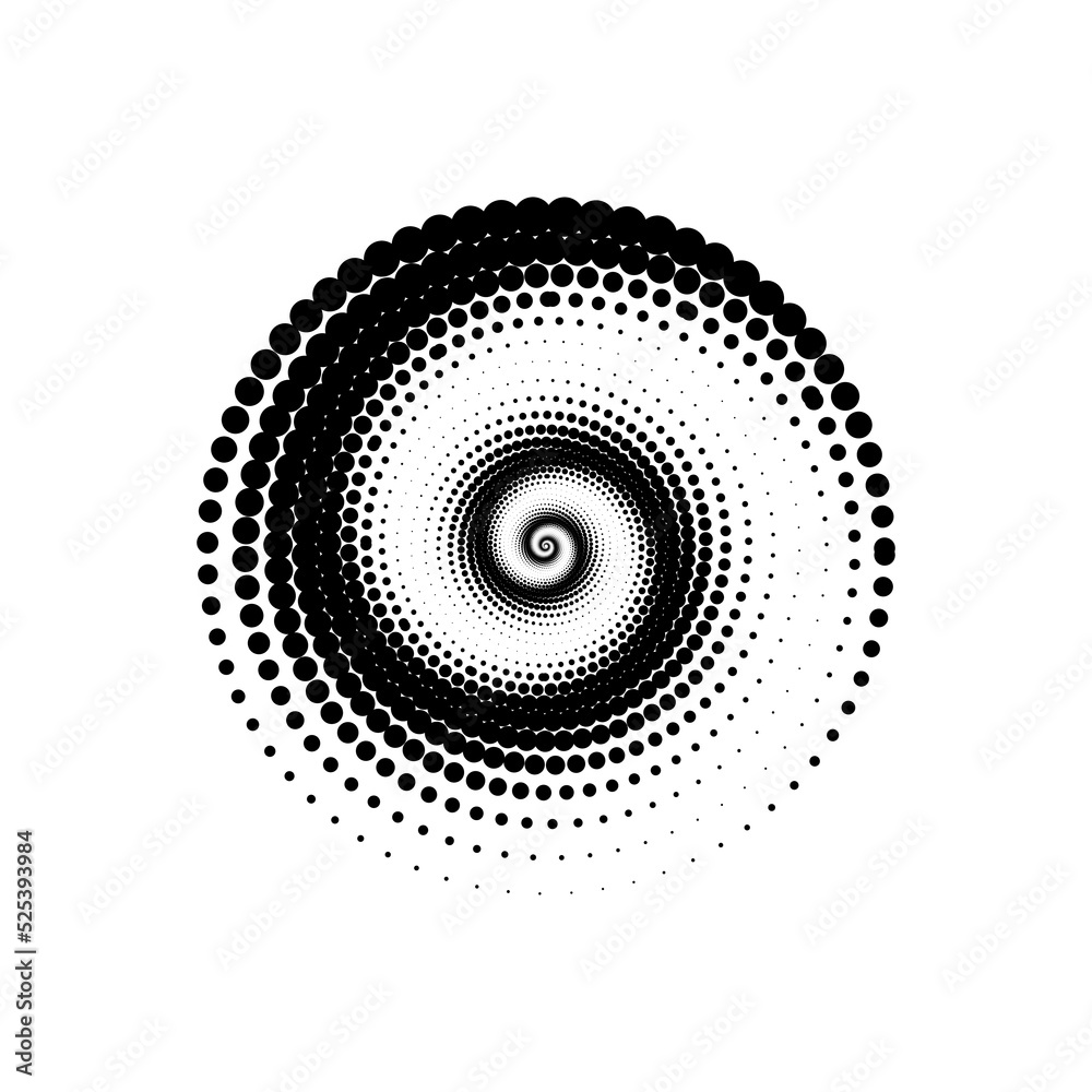 Dot circle logo halftone background. Vector illustration.