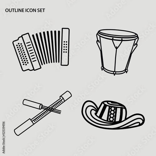 Vallenato Outline Icon set