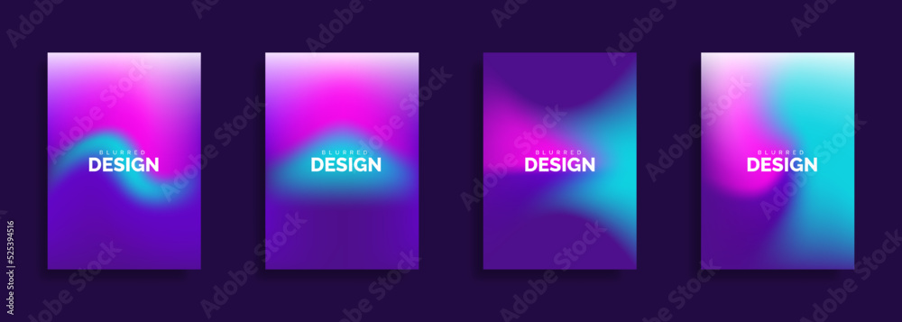 Blurred backgrounds set with abstract mesh color gradient patterns. Smooth vector templates collection for brochures, posters, banners, flyers and cards. Vector illustration.