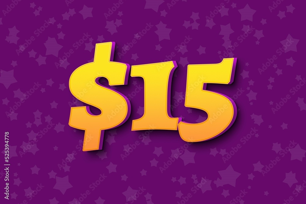 Fototapeta premium 15 fifteen Dollar usd price sale offer. abstract book