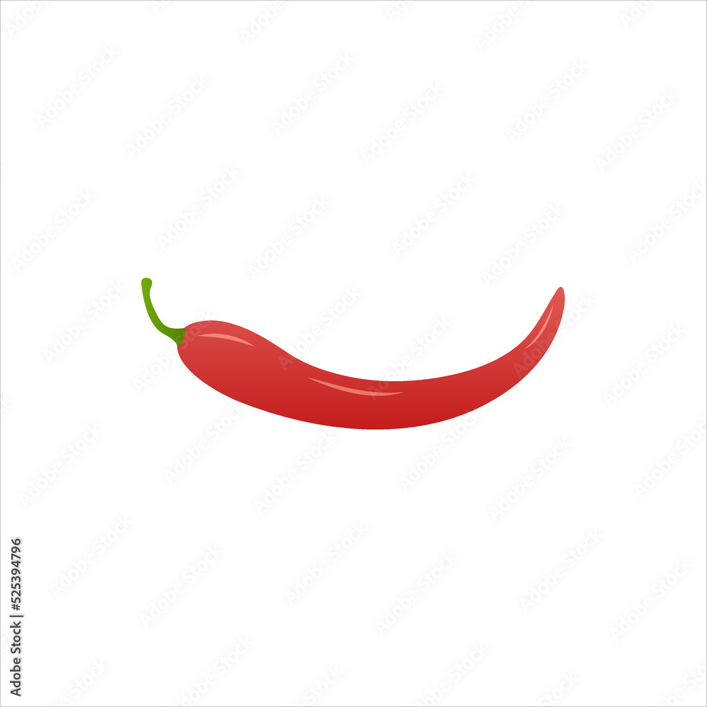 red chili pepper vector illustration on a white isolated background. spicy hot pepper, vegetables concept red chili pepper vector illustration on a white isolated background. spicy hot pepper, vegetables concept