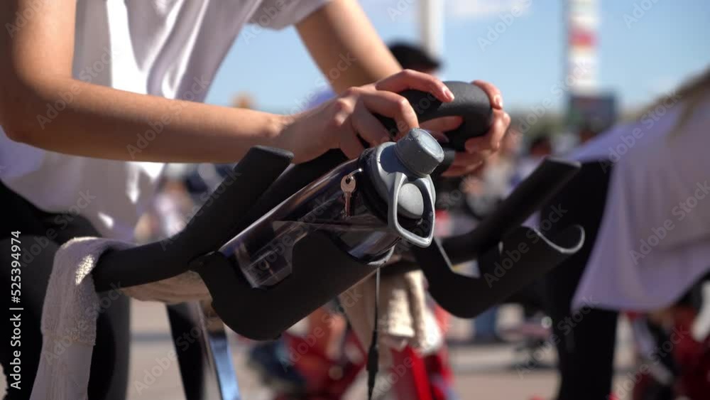 Spin Class and Sports Woman's Hands 4K