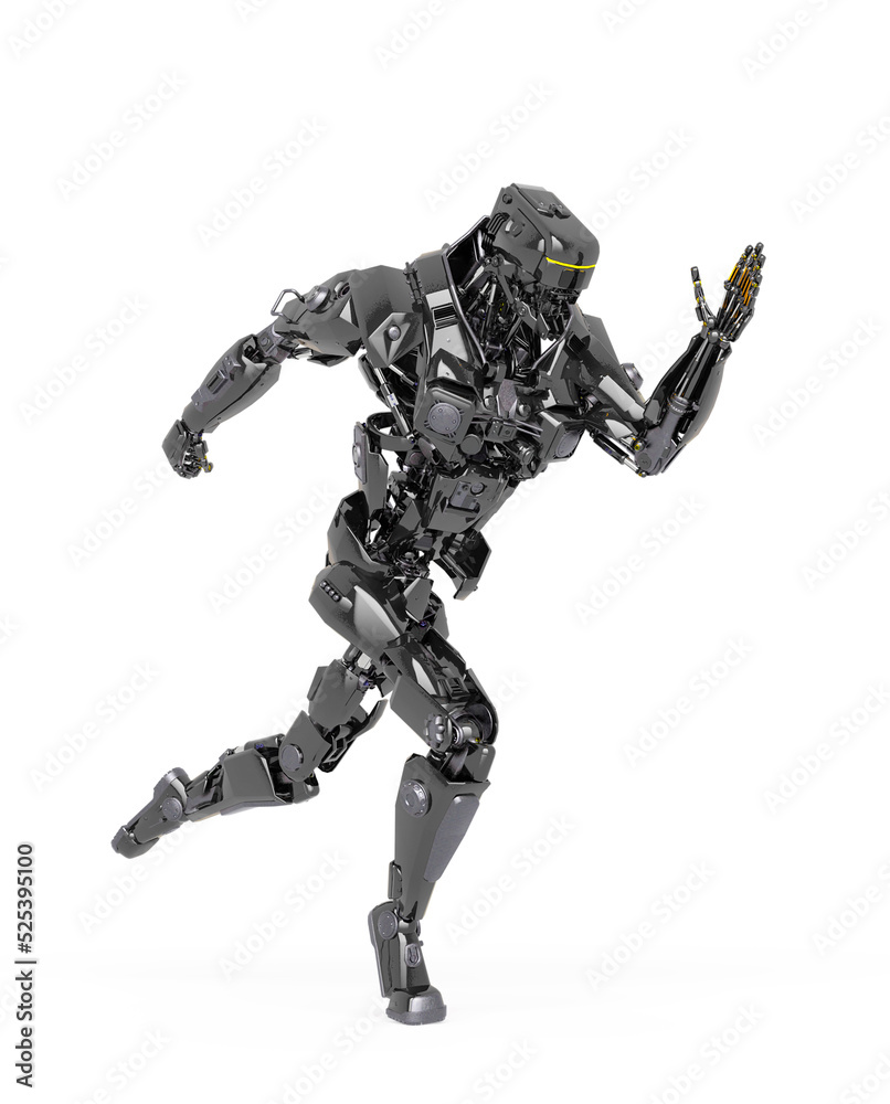 master robot is running very fast in white background master robot is running very fast in white background