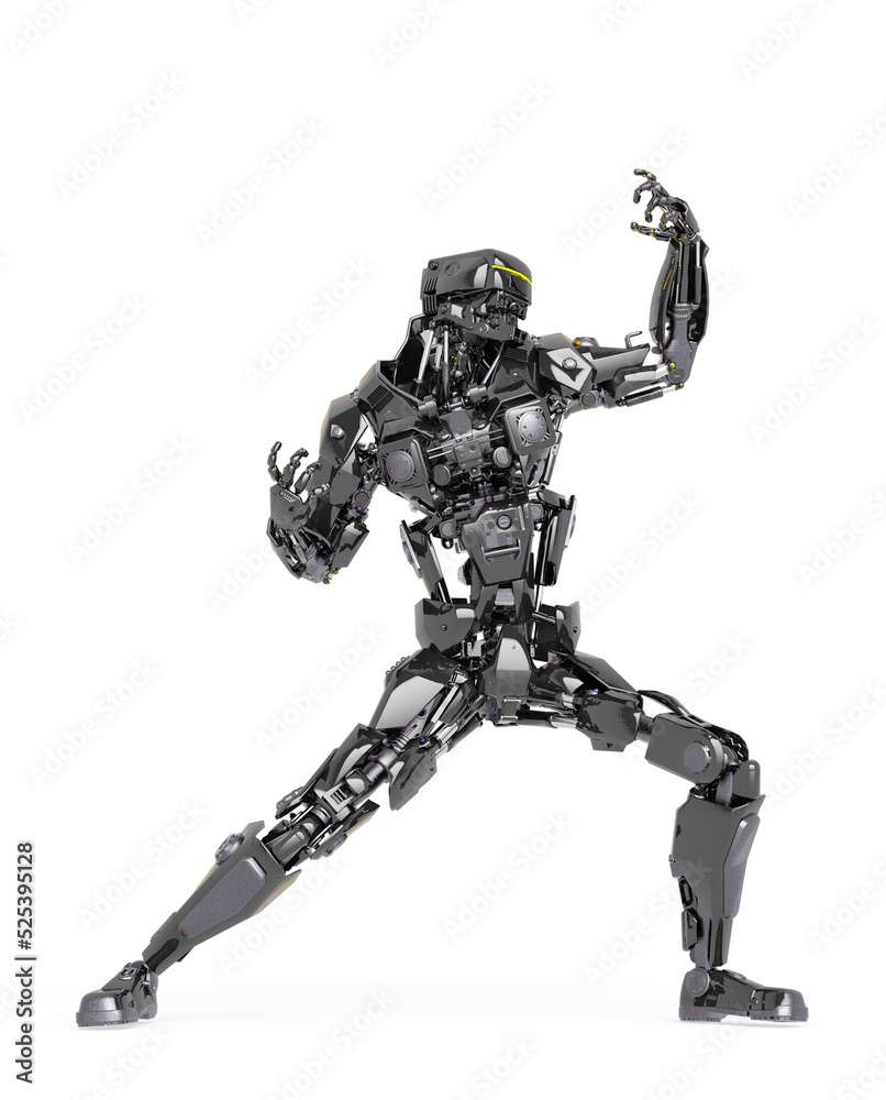 master robot is doing a comic action pose in white background master robot is doing a comic action pose in white background