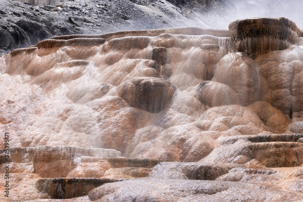 custom made wallpaper toronto digitalHot Spring Landscape with colorful ground formation. Mammoth Hot Springs, Yellowstone National Park, Wyoming, United States. Nature Background.