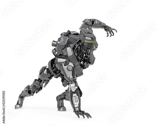 master robot is trying to get up in white background © DM7