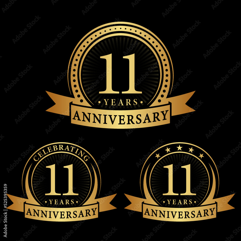 Fototapeta premium 11 years anniversary logo collections. Set of 11th Anniversary logotype template. Vector and illustration.