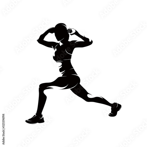 one woman exercising workout fitness aerobic exercise silhouette isolated white background