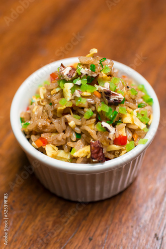 Chinese fried rice with vegetables and meat peruvian food