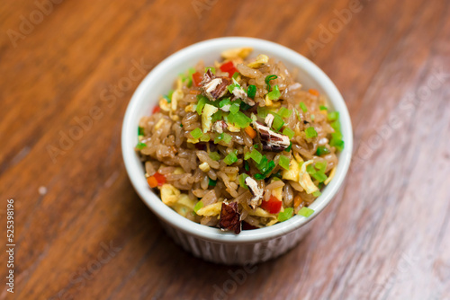 Chinese fried rice with vegetables and meat peruvian food