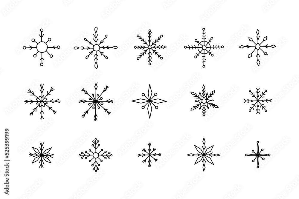 Snowflakes set. Snowflakes collection for Christmas and New Year design banner and cards. Winter set of vector snowflakes illustration Snowflakes set. Snowflakes collection for Christmas and New Year design banner and cards. Winter set of vector snowflakes illustration