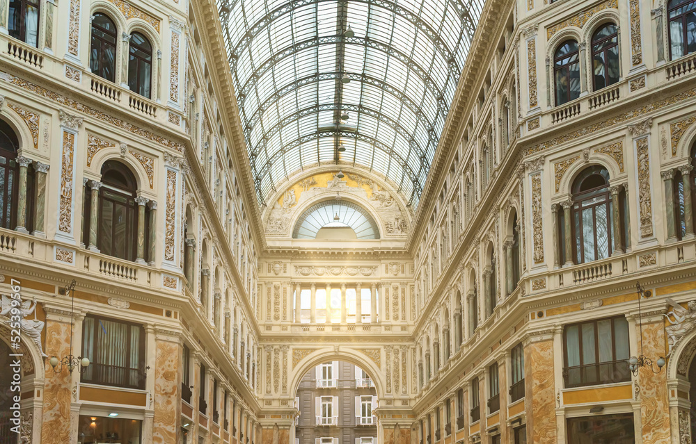 Galleria Umberto I shopping gallery in Naples, Italy.