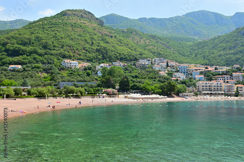  Sveti Stefan beach, one of the most beautiful beaches in Montenegro. Europe