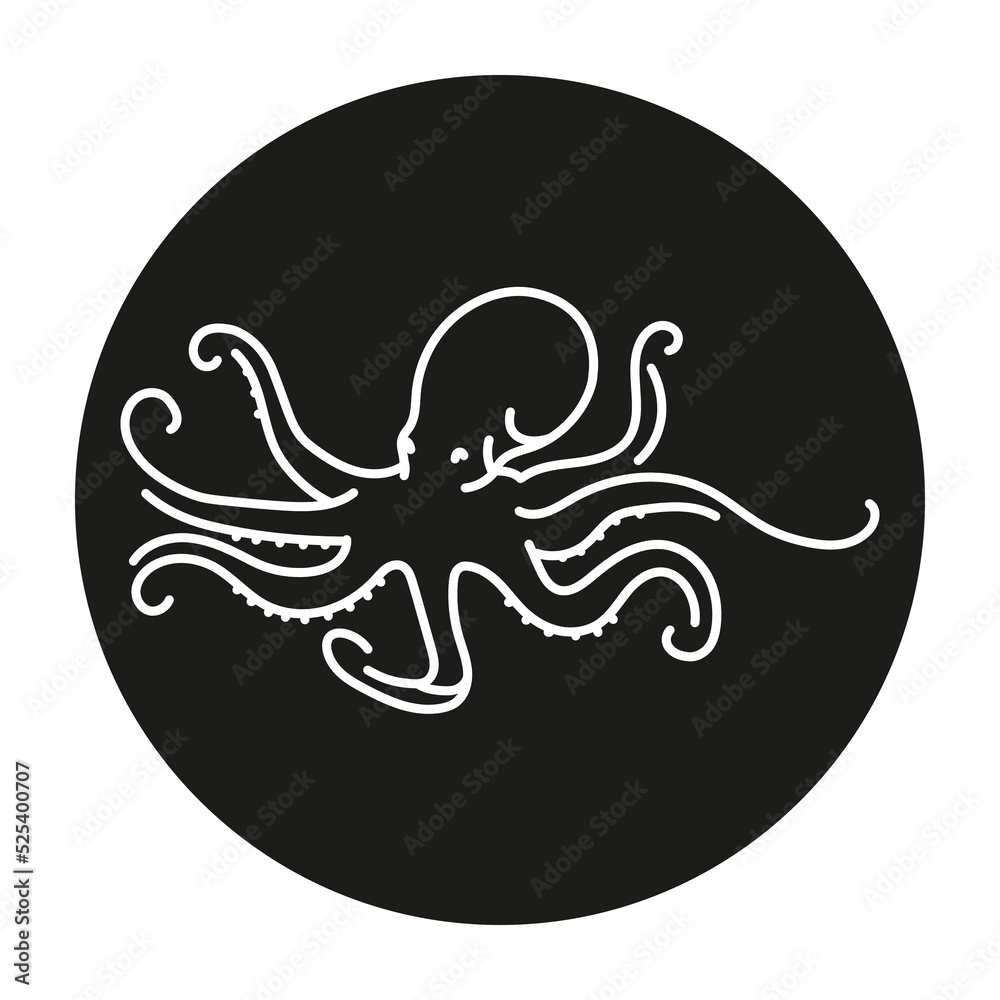 Octopus color line illustration. Ocean fishes Octopus color line illustration. Ocean fishes