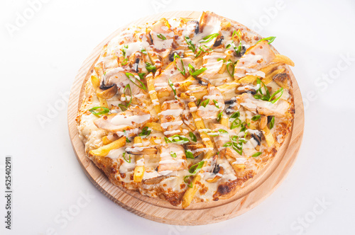 Delicious ready to eat pizza isolated white background junk food