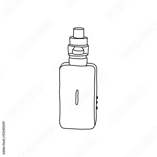 Electronic cigarette, vape. Vape vector tools. Various types of electronic cigarettes, hand drawn in a linear style. For the design of advertisements, brochures, banners and posters.