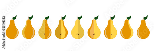 Vector illustration of three. pears Fresh pears.