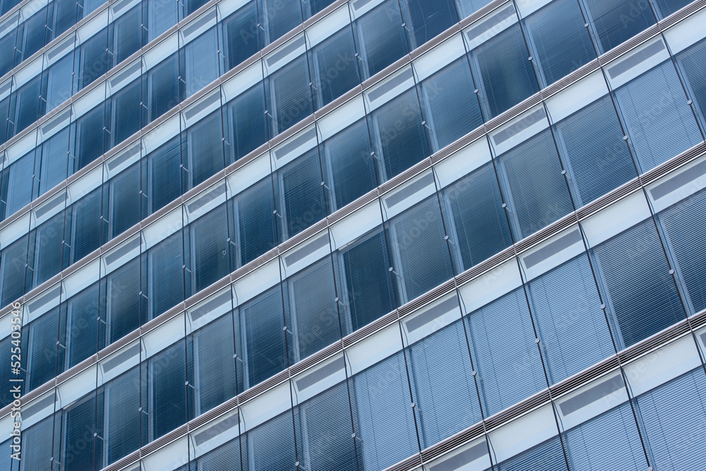 Abstract detail of a modern office building with closed blinds