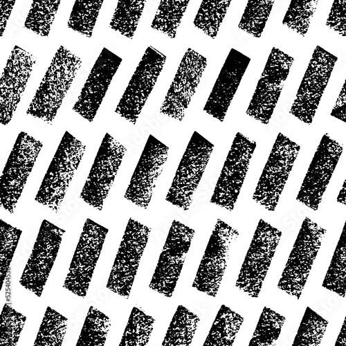 Diagonal bold charcoal short lines seamless pattern. Hand drawn black vector geometric ornament. Graphic dashed strokes pattern with dry texture. Retro black and white ornament. Dry brushstrokes