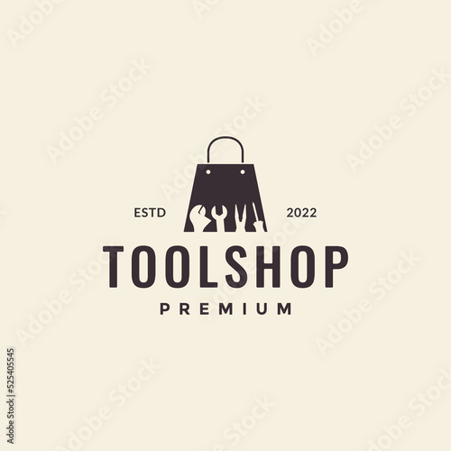 shopping bag with tools kit logo design