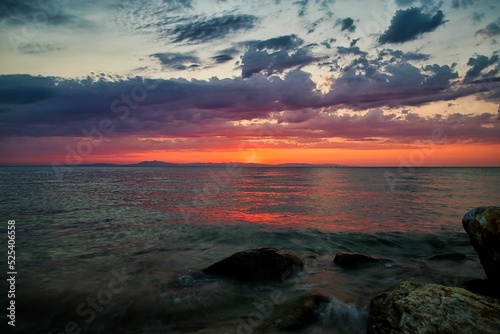 Sonnenaufgang   ber dem Meer  Griechenland 