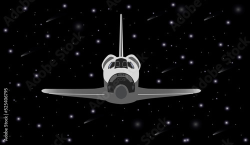 Space shuttle in outer space. Vector illustration