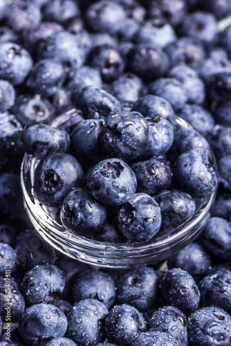 Obraz na płótnie Background of juicy wet blueberries. Blueberries close up w salonie