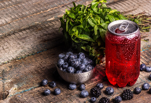 Obraz na płótnie Jar of Delicious Mint Berry Lemonade. Blueberry Lemonade w salonie