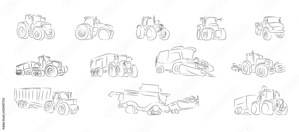 12 Landwirtschaftliche Fahrzeuge Maschinen Agriculture Trecker Tractor Mähdrescher Harvester