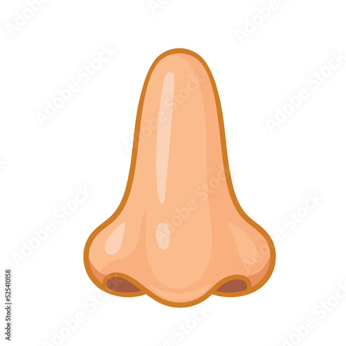 Human nose close-up on a white background Vector illustration with a part of the human body