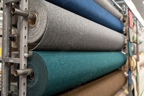Obraz na plátně Carpet rolls for sale in a store