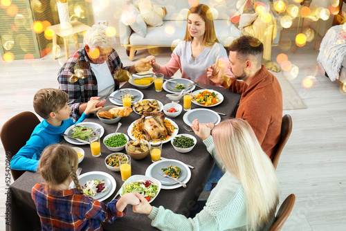 Family celebrating Thanksgi...
