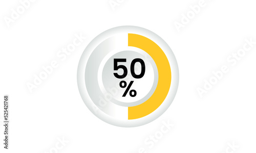 50 percent pie chart vector yellow, 50 percent pie chart vector illustration