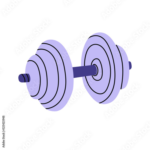 Barbells with different weights. Weightlifting equipment. Flat vector illustration isolated on white background