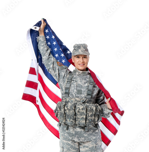 Mature female soldier with ...