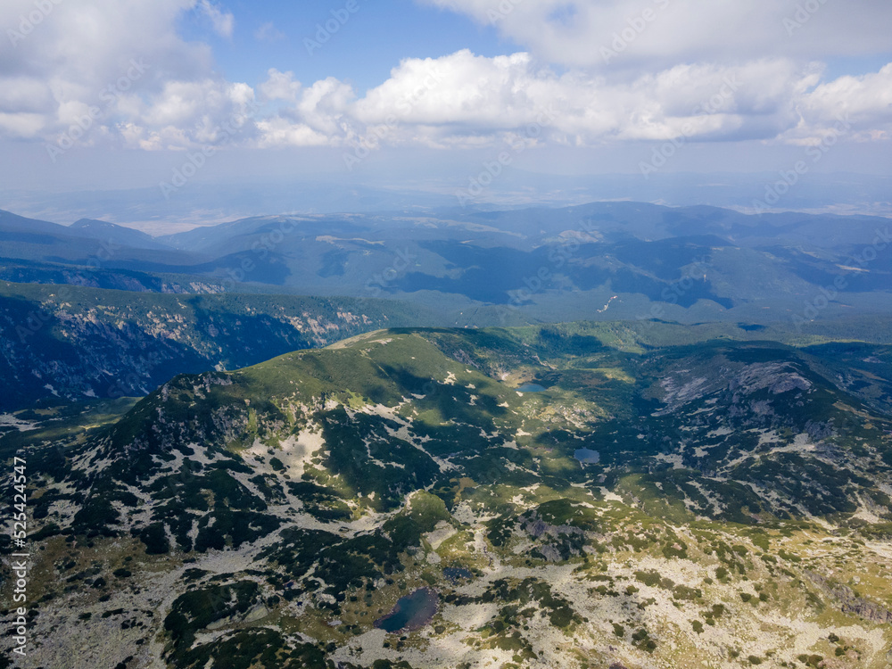 Aerial view of Rila Mountain near Lovnitsa peak, Bulgaria