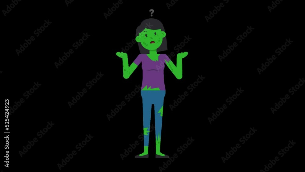 Video Stock Zombie woman is being confused, confronted with a dilemma