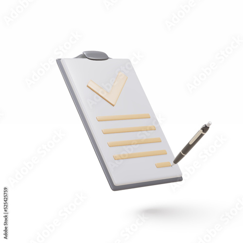 3d realistic Documents and pens icon. Stack of paper sheets. A confirmed or approved document. Business icon. Vector illustration.