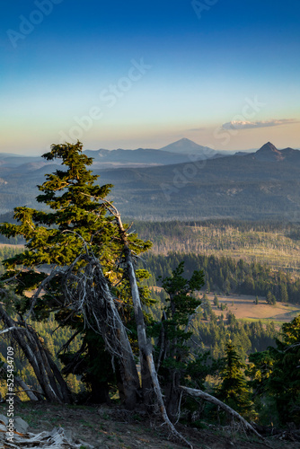 dramatic sunset in Crater Lake national park in Oregon photo