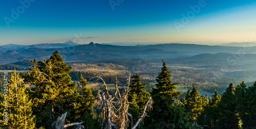 dramatic sunset in Crater Lake national park in Oregon