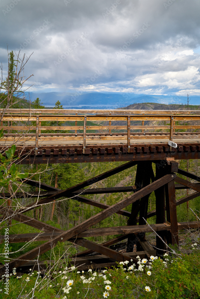 Myra Canyon Trestle 18 Kelowna vertical. Historic railroad trestles used for biking and hiking surround Myra Canyon located in Myra-Bellevue Provincial Park in Kelowna.
Myra Canyon Trestle 18 Kelowna vertical. Historic railroad trestles used for biking and hiking surround Myra Canyon located in Myra-Bellevue Provincial Park in Kelowna.