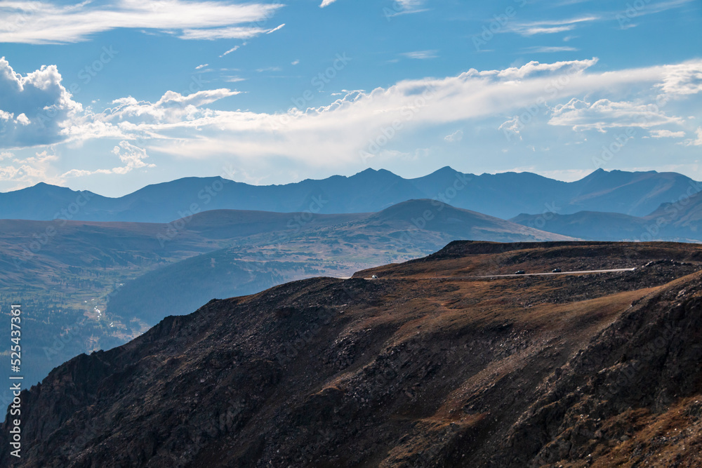 high mountains on the background on Rocky Mountain National park in Colorado